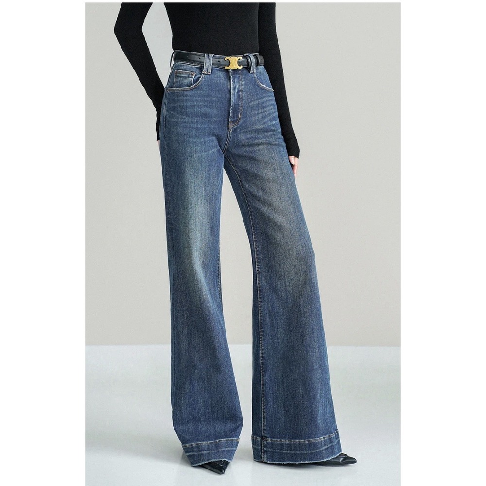 COMMENSE Wide Leg High Rise Women's XL Jeans Blue Denim Stretch Casual NEW Comfy